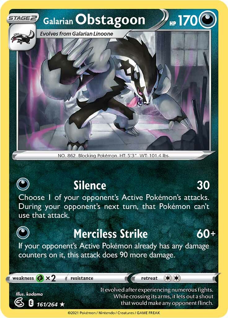 Galarian Obstagoon (161/264) [Sword & Shield: Fusion Strike] | Silver Goblin