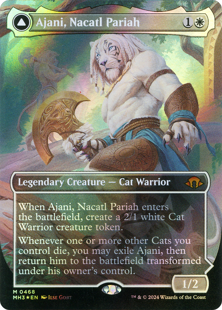 Ajani, Nacatl Pariah // Ajani, Nacatl Avenger (Borderless) (Textured Foil) [Modern Horizons 3] | Silver Goblin