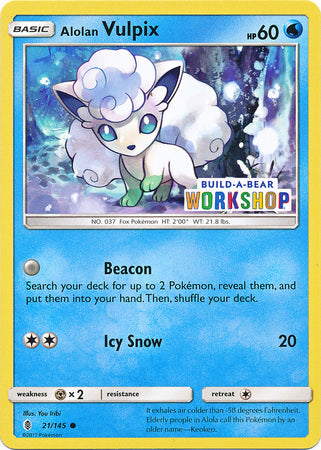 Alolan Vulpix (21/145) (Build A Bear Workshop Exclusive) [Sun & Moon: Guardians Rising] | Silver Goblin