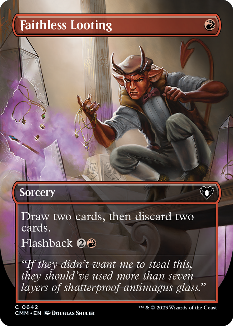 Faithless Looting (Borderless) (642) - Commander Masters