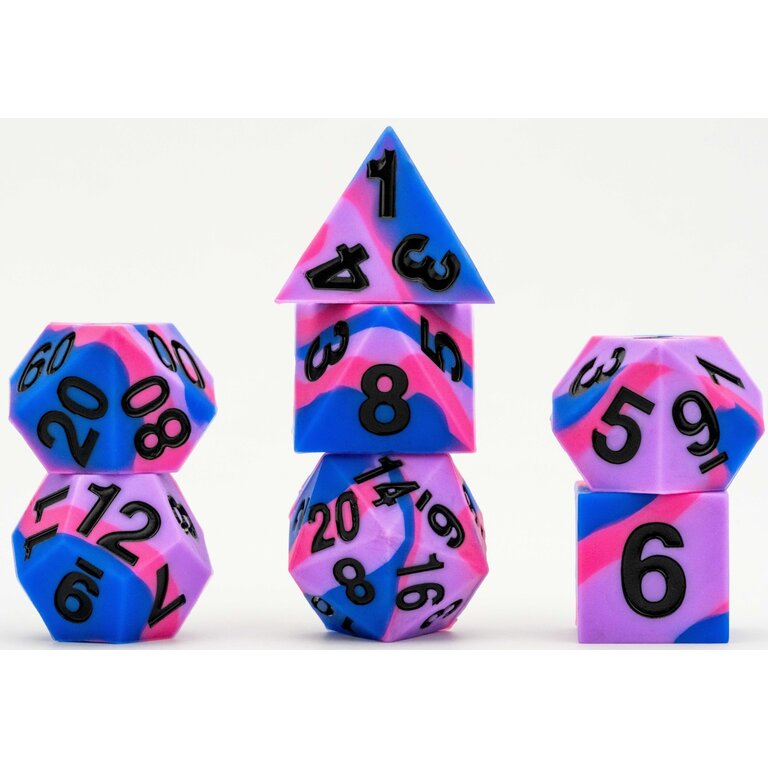 FanRoll Pride Sharp Edge Silicone Rubber Poly Dice Set | Silver Goblin