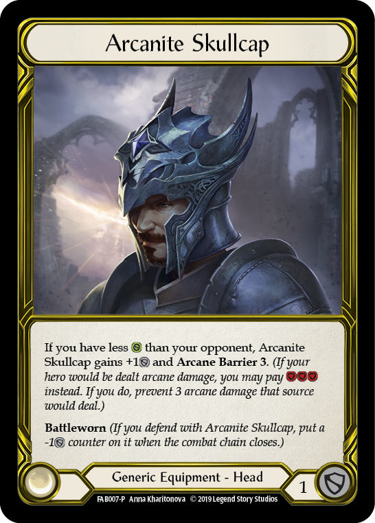 Arcanite Skullcap [FAB007-P] (Promo)  1st Edition Cold Foil - Golden | Silver Goblin