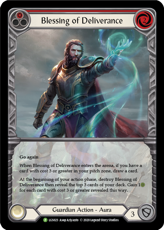 Blessing of Deliverance (Red) [LGS023] (Promo)  Rainbow Foil | Silver Goblin