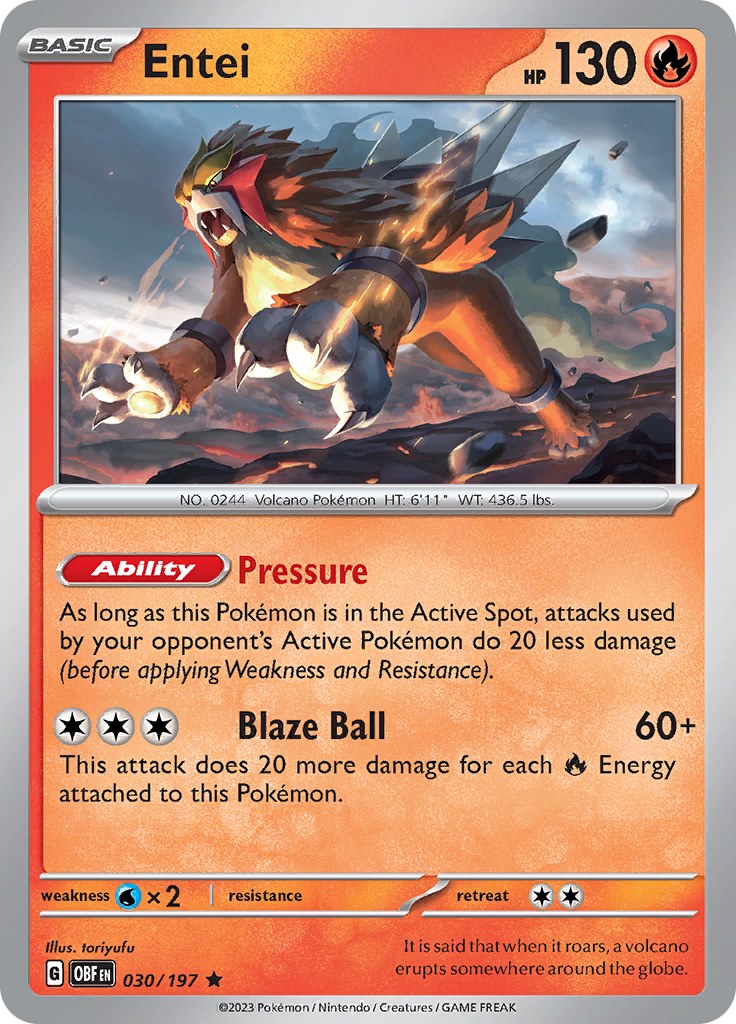 Entei (030/197) [Scarlet & Violet: Obsidian Flames] | Silver Goblin