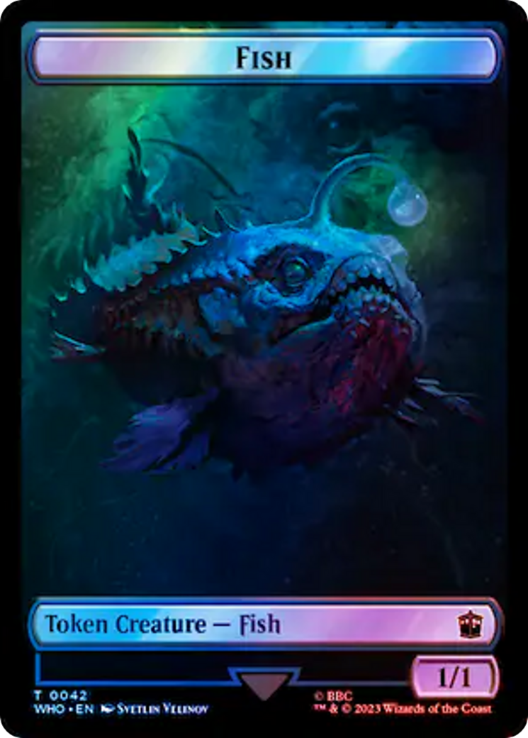 Fish // Alien Salamander Double-Sided Token (Surge Foil) [Doctor Who Tokens] | Silver Goblin