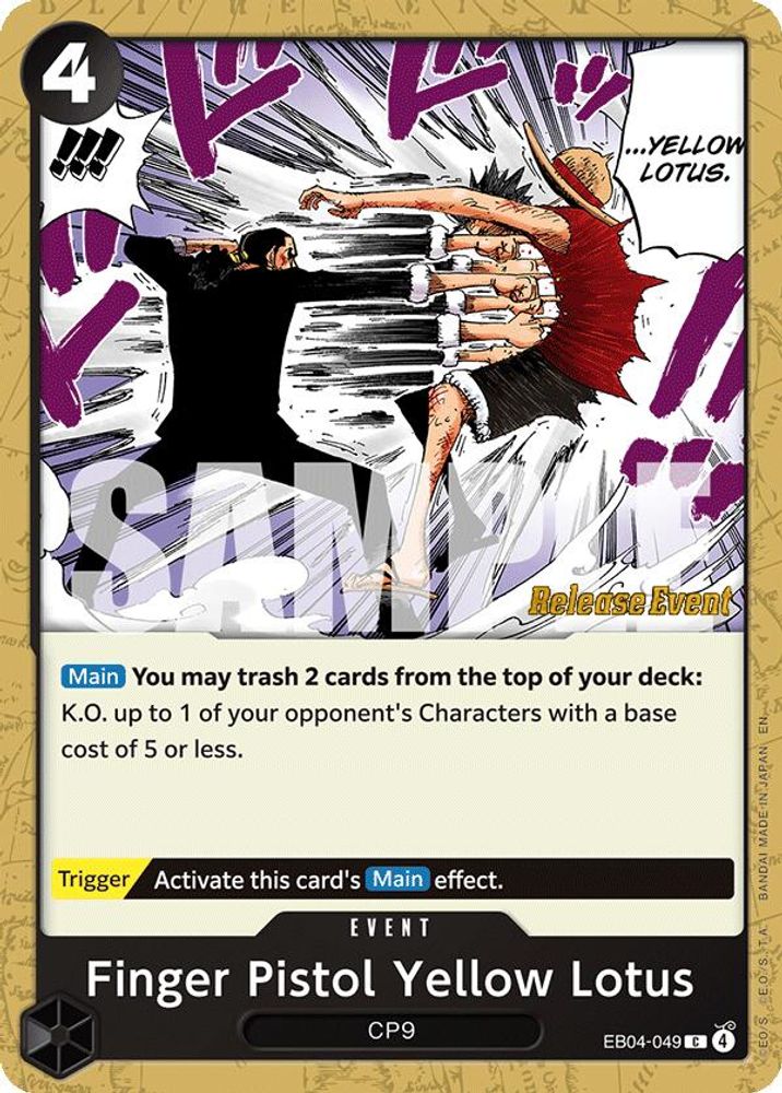 Finger Pistol Yellow Lotus (EB04-049) Release Event Cards