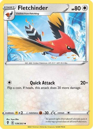 Fletchinder (139) Reverse Holofoil - Evolving Skies