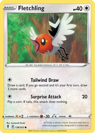 Fletchling (138) Reverse Holofoil - Evolving Skies