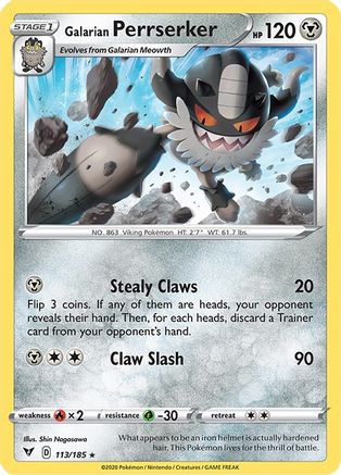Galarian Perrserker (113) Reverse Holofoil - Vivid Voltage