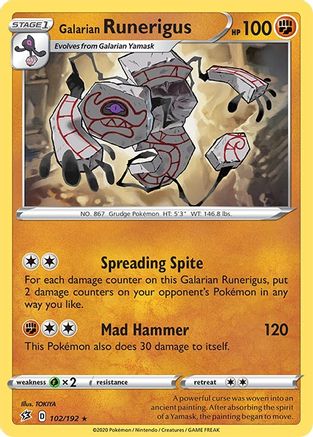 Galarian Runerigus (102) Reverse Holofoil - Rebel Clash
