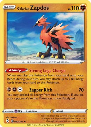 Galarian Zapdos (82) Holofoil - Evolving Skies