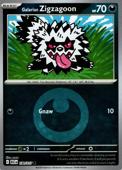 Galarian Zigzagoon (Energy Symbol Pattern) (130) Reverse Holofoil - Ascended Heroes