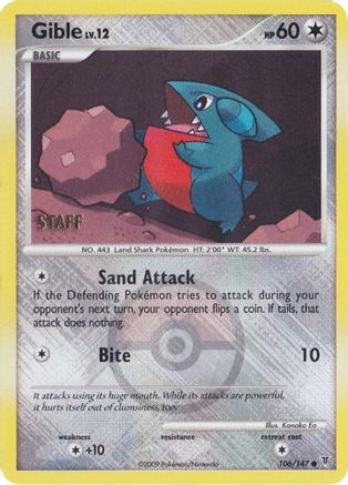 Gible (Championship Promo) [Staff] (106) Reverse Holofoil - League & Championship Cards