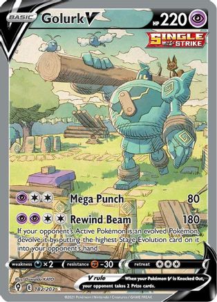 Golurk V (Alternate Full Art) (182) Holofoil - Evolving Skies