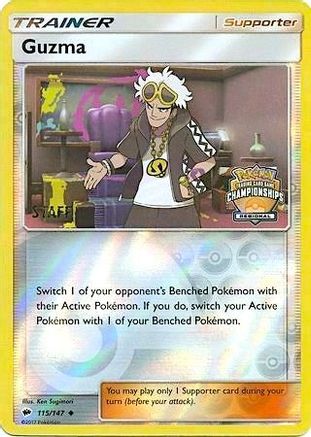 Guzma (Regional Championships) [Staff] (115) Reverse Holofoil - League & Championship Cards