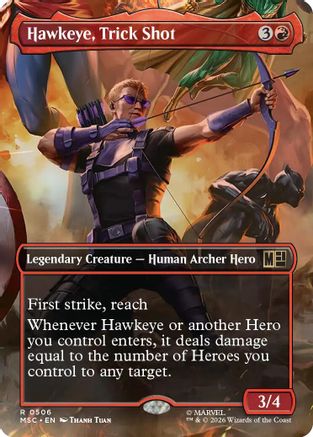 Hawkeye, Trick Shot (Borderless) (506) Foil - Commander: Marvel Super Heroes