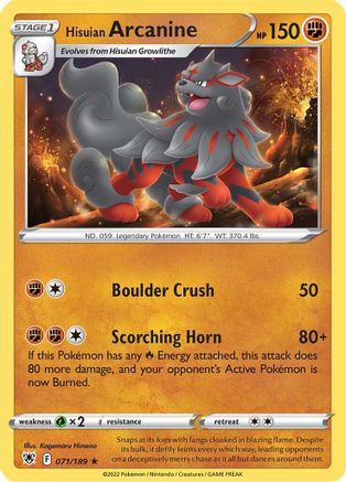 Hisuian Arcanine (71) - Astral Radiance