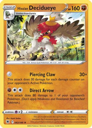 Hisuian Decidueye (82) Reverse Holofoil - Astral Radiance