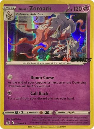 Hisuian Zoroark (EB Games Exclusive) (76) Holofoil - Miscellaneous Cards & Products
