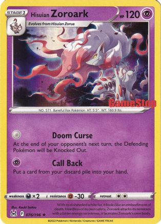 Hisuian Zoroark (Gamestop Exclusive) (76) Holofoil - Miscellaneous Cards & Products