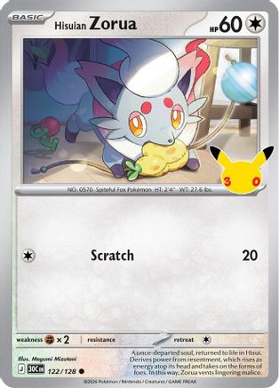 Hisuian Zorua (122) Holofoil - 30th Celebration
