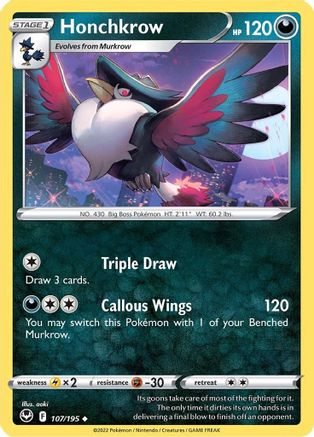 Honchkrow (107) Reverse Holofoil - Silver Tempest