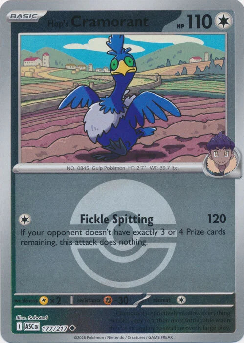 Hop's Cramorant (Poke Ball) (177) Reverse Holofoil - Ascended Heroes