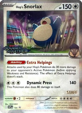 Hop's Snorlax (Prerelease) [Staff] (184) Holofoil - Black Star Promos