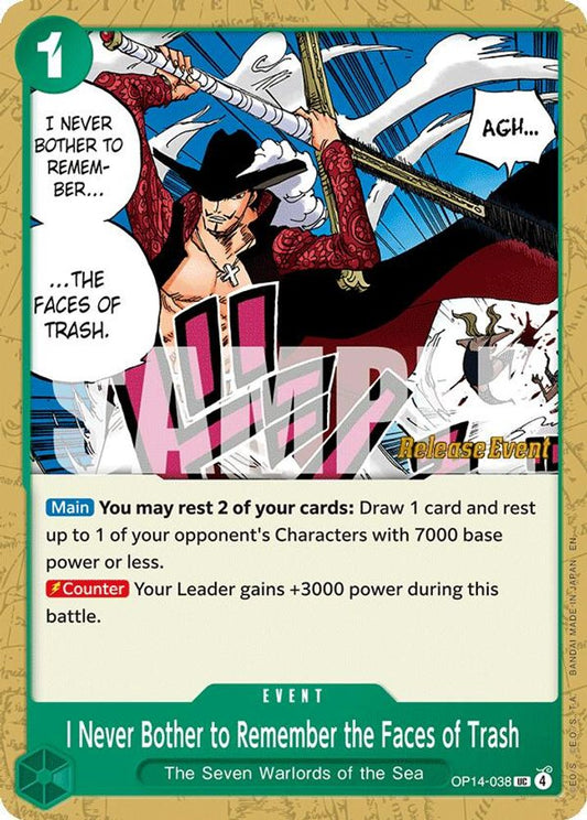 I Never Bother to Remember the Faces of Trash (OP14-038) Release Event Cards