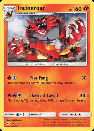 Incineroar (26) Reverse Holofoil - Sun & Moon