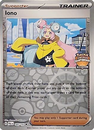Iono (Regional Championships) (185) Reverse Holofoil - League & Championship Cards