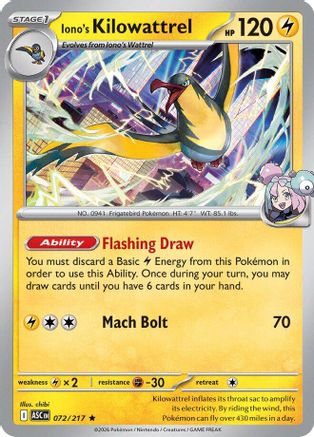Iono's Kilowattrel (72) Holofoil - Ascended Heroes