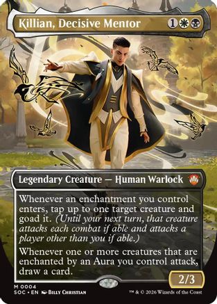 Killian, Decisive Mentor (Borderless) (004) - Commander: Secrets of Strixhaven