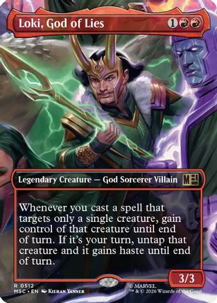 Loki, God of Lies (Borderless) (512) Foil - Commander: Marvel Super Heroes