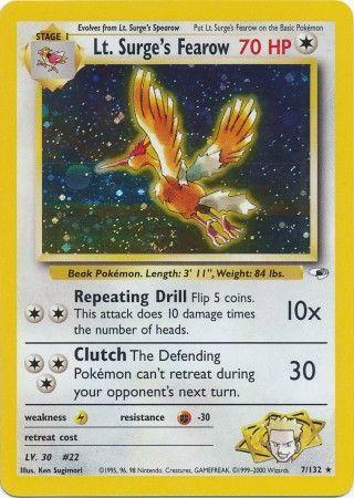 Lt. Surge's Fearow (7) (Unlimited) Holofoil - Gym Heroes