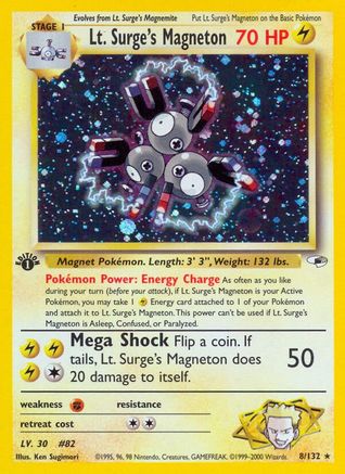 Lt. Surge's Magneton (8) (1st Edition) Holofoil - Gym Heroes