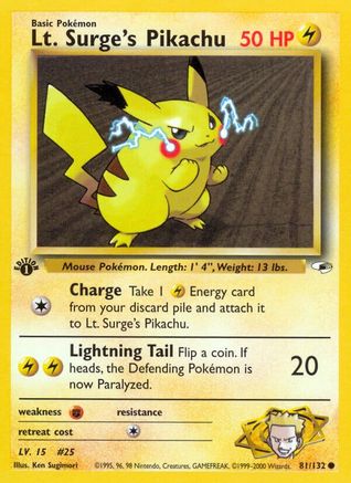 Lt. Surge's Pikachu (81) (1st Edition) - Gym Heroes