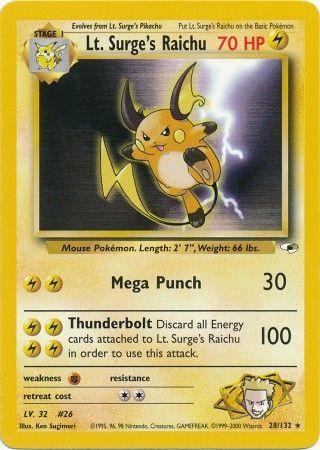 Lt. Surge's Raichu (28) (Unlimited) - Gym Heroes