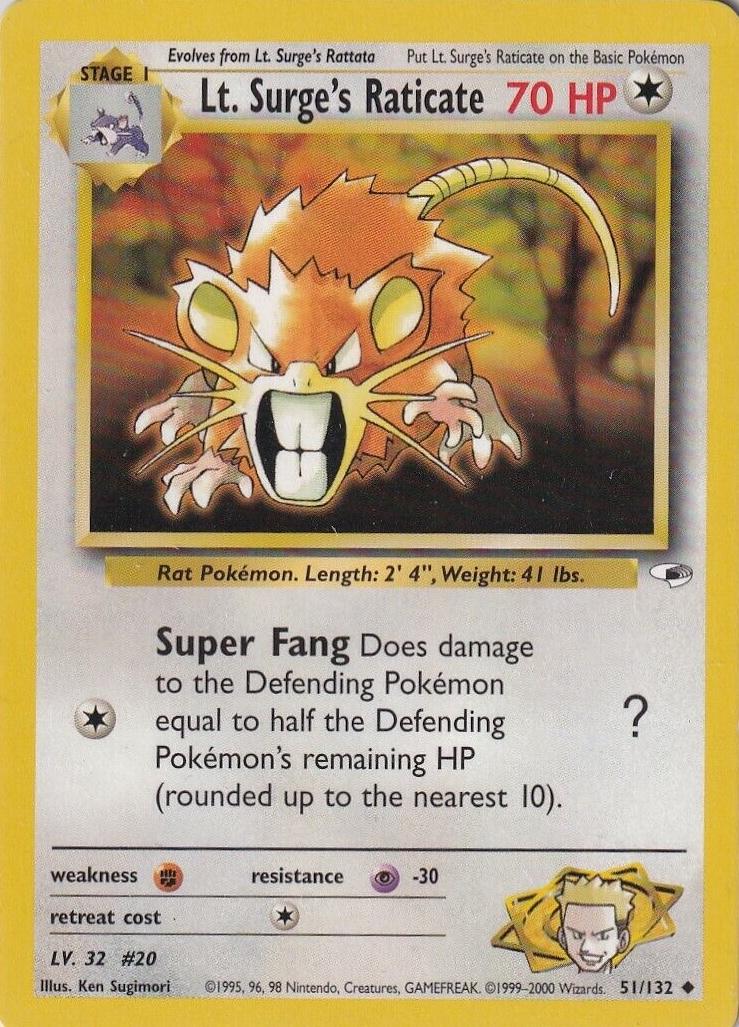 Lt. Surge's Raticate (51) (Unlimited) - Gym Heroes
