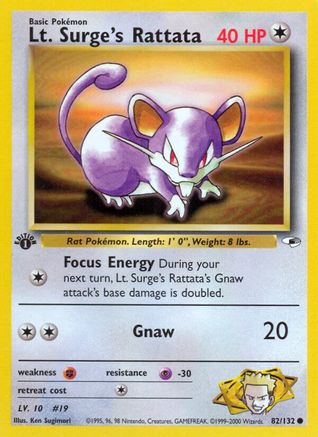 Lt. Surge's Rattata (82) (1st Edition) - Gym Heroes
