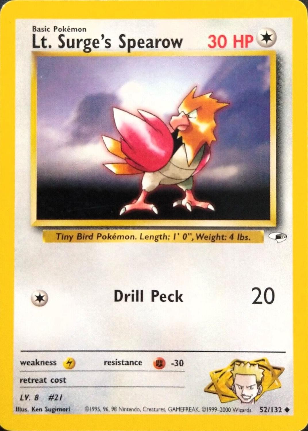 Lt. Surge's Spearow (52) (Unlimited) - Gym Heroes