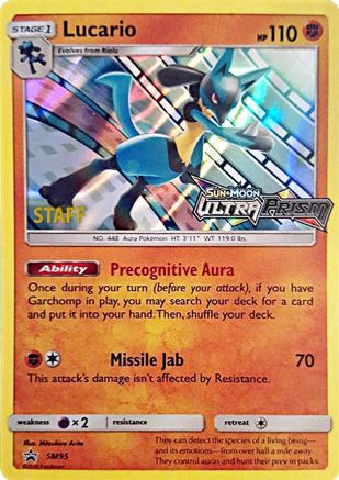 Lucario (Prerelease) [Staff] (SM95) Holofoil - Black Star Promos