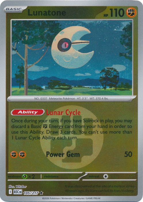 Lunatone (Energy Symbol Pattern) (105) Reverse Holofoil - Ascended Heroes