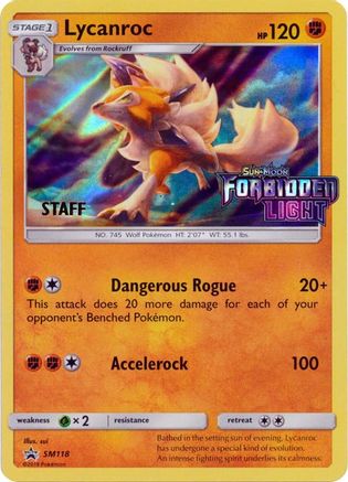 Lycanroc (Prerelease) [Staff] (SM118) Holofoil - Black Star Promos