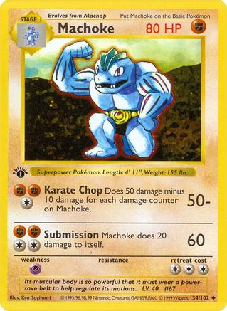 Machoke (34) (Unlimited) - Base Set (Shadowless)