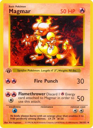Magmar (36) (Unlimited) - Base Set (Shadowless)