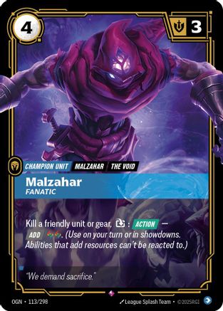 Malzahar – Fanatic (113) Foil - Origins
