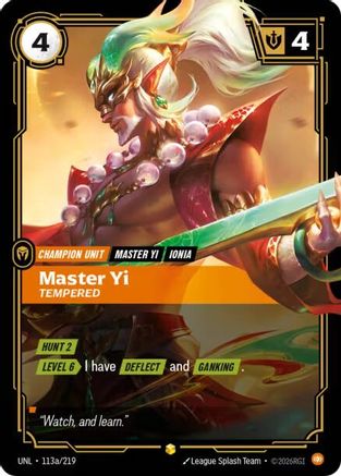 Master Yi – Tempered (Alternate Art) (113a) Foil - Unleashed