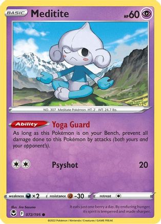 Meditite (72) Reverse Holofoil - Silver Tempest