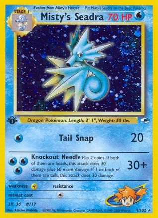 Misty's Seadra (9) (1st Edition) Holofoil - Gym Heroes